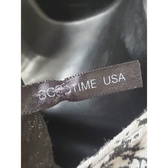 Good Time Women's White Black Rayon Round Neck Long Sleeve Knee Length Dress S - Picture 7 of 10